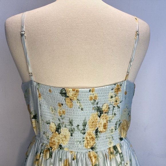 By The River Floral tiered, spaghetti strap,  smocked back maxi dress Large NWT - Picture 4 of 13